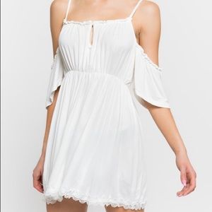 White Bohemiann Bardot Sleeve Summer Dress